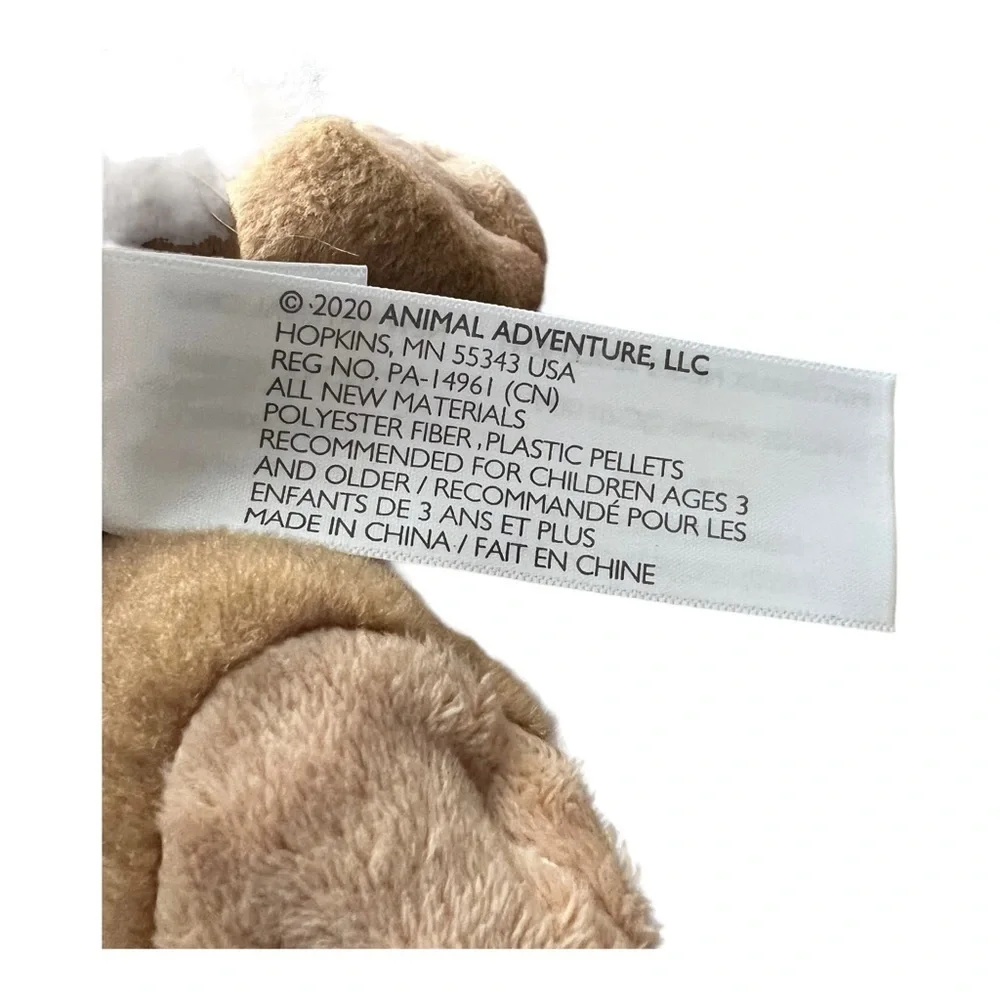 Animal Adventure Easter Bunny Rabbit Plush Green Ribbon Spring 2020 pink nose 8”